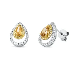 Ohrstecker aus 750 Gold gelb/weiß 78 Diamanten 0,99ct 11,8x8,5mm