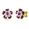 Ohrstecker aus 750 Gold gelb/weiß 12 Rubine 1,79ct rot mit Diamanten 9,9x10,2mm