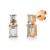 Ohrstecker aus 750 Gold Rotgold 4 Amethyste 1,59ct grün 11,4x4,7mm 4er-Krappe