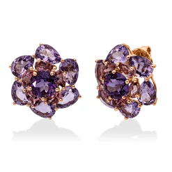 Ohrstecker aus 750 Gold Rotgold 24 Amethyste 12,4ct pink 19x17,7mm