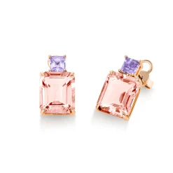 Ohrstecker aus 750 Gold Rotgold 4 Amethyste 8,9ct pink 16,2x9mm 4er-Krappe
