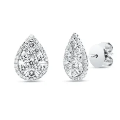 Ohrstecker aus 950 Gold weiß 80 Diamanten 1,05ct TW-SI 12,2x18,9mm