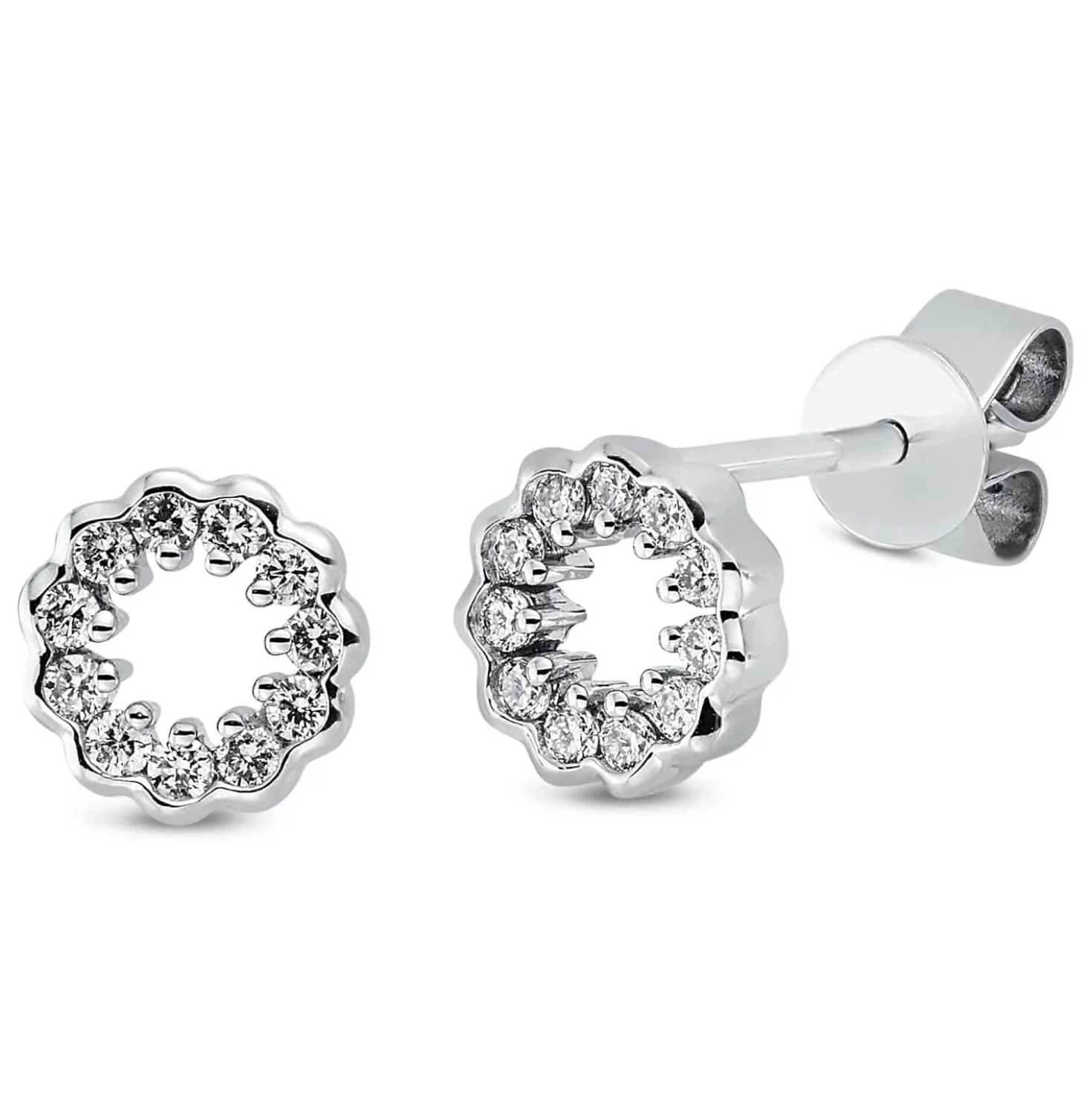 Ohrstecker aus 750 Gold Weißgold 22 Brillanten 0,15ct TW-SI Ø6,2mm