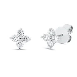 Ohrstecker aus 750 Gold Weißgold 8 Brillanten 0,3ct TW-VSI/SI 6x6mm