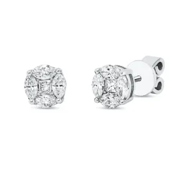 Ohrstecker aus 750 Gold Weißgold 10 Diamanten 0,68ct F-SI Ø6,4mm