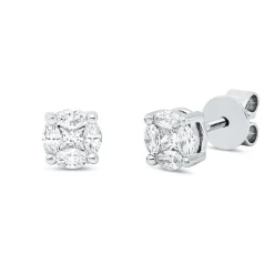 Ohrstecker aus 750 Gold Weißgold 10 Diamanten 0,45ct Ø6,2mm 4er-Krappe
