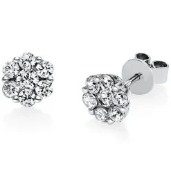 Ohrstecker aus 750 Gold Weißgold 14 Diamanten 1,03ct TW-SI B:7,9mm