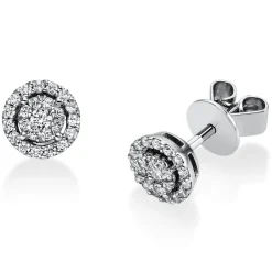 Ohrstecker aus 585 Gold Weißgold 48 Diamanten 0,26ct TW-SI Ø6,4mm