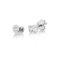 Ohrstecker aus 750 Gold Weißgold 4 Diamanten 0,49ct TW-SI 4,9x6,6mm