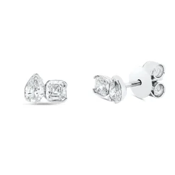 Ohrstecker aus 750 Gold Weißgold 4 Diamanten 0,56ct TW-SI 4,4x6,2mm