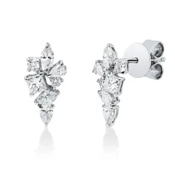 Ohrstecker aus 750 Gold Weißgold 14 Diamanten 0,71ct TW-SI 12,7x6,3mm
