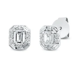 Ohrstecker aus 750 Gold Weißgold 22 Diamanten 0,63ct TW-SI 6,9x6mm