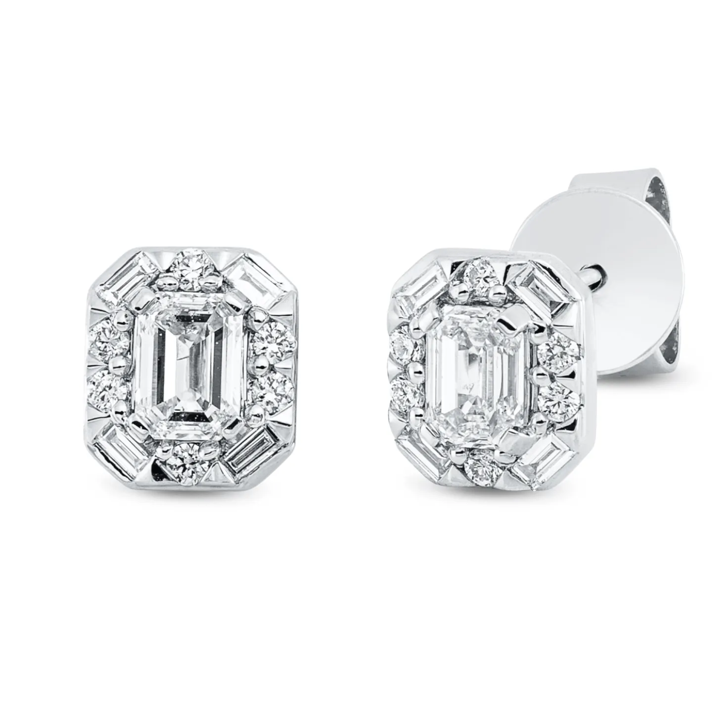 Ohrstecker aus 750 Gold Weißgold 22 Diamanten 0,63ct TW-SI 6,9x6mm