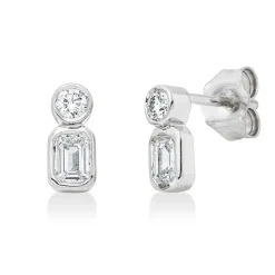 Ohrstecker aus 750 Gold Weißgold 4 Diamanten 0,51ct TW-SI 8,3x3,9mm Zarge