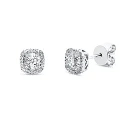 Ohrstecker aus 750 Gold Weißgold 84 Diamanten 0,38ct TW-VSI/SI 6,7x6,6mm