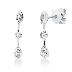 Ohrstecker aus 750 Gold Weißgold 6 Diamanten 0,42ct TW-VSI/SI 20,2x3mm