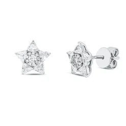Ohrstecker aus 750 Gold Weißgold 30 Diamanten 0,75ct TW-VSI/SI 8,8x9,5mm