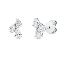 Ohrstecker aus 750 Gold Weißgold 6 Diamanten 1ct TW-VSI 9,9x6,7mm