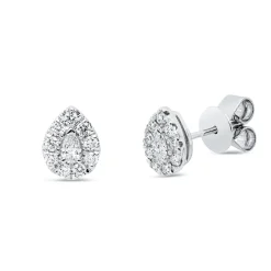 Ohrstecker aus 750 Gold Weißgold 20 Diamanten 0,38ct 8x6,3mm