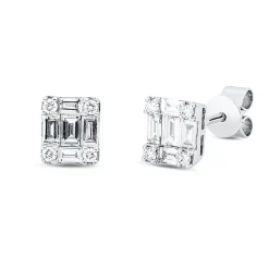 Ohrstecker aus 750 Gold Weißgold 18 Diamanten 0,45ct 6x5mm