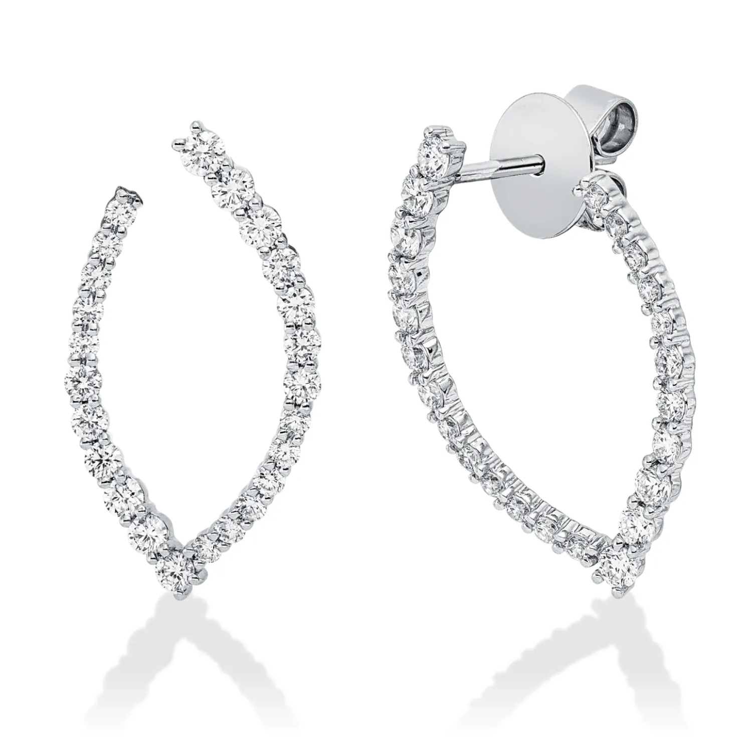 Ohrstecker aus 750 Gold Weißgold 48 Diamanten 1,08ct 24,4x14mm