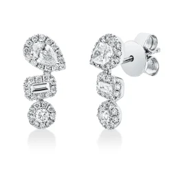 Ohrstecker aus 750 Gold Weißgold 72 Diamanten 0,84ct 15,3x6,7mm