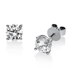 Ohrstecker aus 585 Gold Weißgold mit 2 Diamanten Brillanten 1,40 Ct. 4er-Krappe
