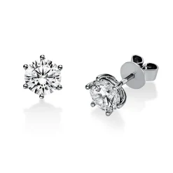 Ohrstecker aus 750 Gold Weißgold mit 2 Diamanten Brillanten 2,00 Ct. 6er-Krappe