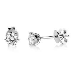 Ohrstecker aus 750 Gold Weißgold mit 2 Diamanten Brillanten 0,80 Ct. 6er-Krappe
