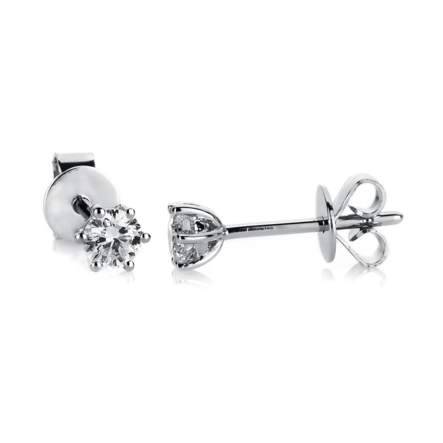 Ohrstecker aus 585 Gold Weißgold mit 2 Diamanten Brillanten 0,60 Ct. 6er-Krappe
