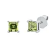 Ohrstecker aus 750 Gold Weißgold 2 Peridote 0,75ct grün 4,8x4,8mm 4er-Krappe