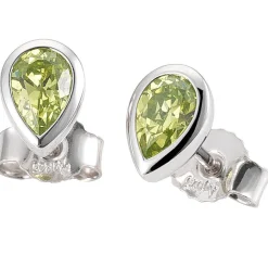 Ohrstecker aus 585 Gold Weißgold 2 Peridote grün Ohrringe Tropfen