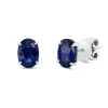 Ohrstecker aus 750 Gold Weißgold 2 Saphire 2,1ct blau 7x5mm 4er-Krappe