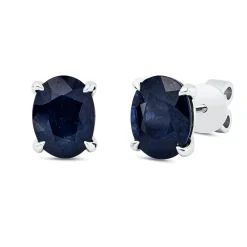 Ohrstecker aus 750 Gold Weißgold 2 Saphire 4,69ct blau 9x7mm 4er-Krappe