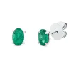 Ohrstecker aus 750 Gold Weißgold 2 Smaragde 0,87ct grün 6x4,5mm 4er-Krappe