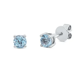 Ohrstecker aus 750 Gold Weißgold 2 Topase 0,62ct skyblue 3,8x3,8mm 4er-Krappe