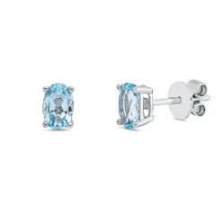 Ohrstecker aus 750 Gold Weißgold 2 Topase 1,04ct skyblue 6x3,8mm 4er-Krappe
