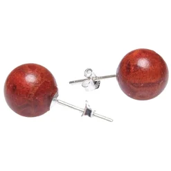 Ohrstecker aus Koralle Schaumkoralle Ø10mm 925 Silber Ohrschmuck Kugel rot-braun