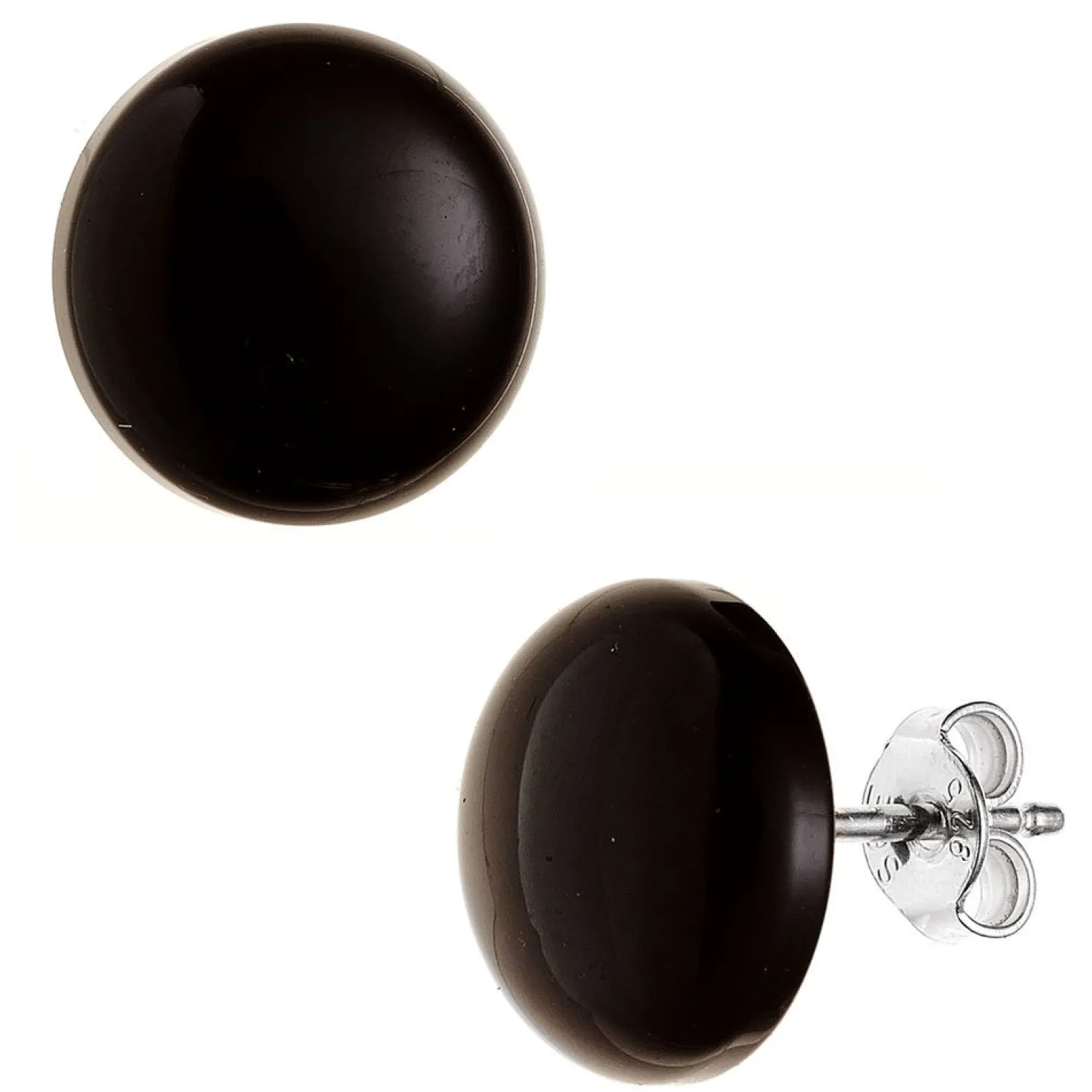 Ohrstecker aus Onyx 10mm 925 Silber, schwarz rund Ohrringe Ohrschmuck