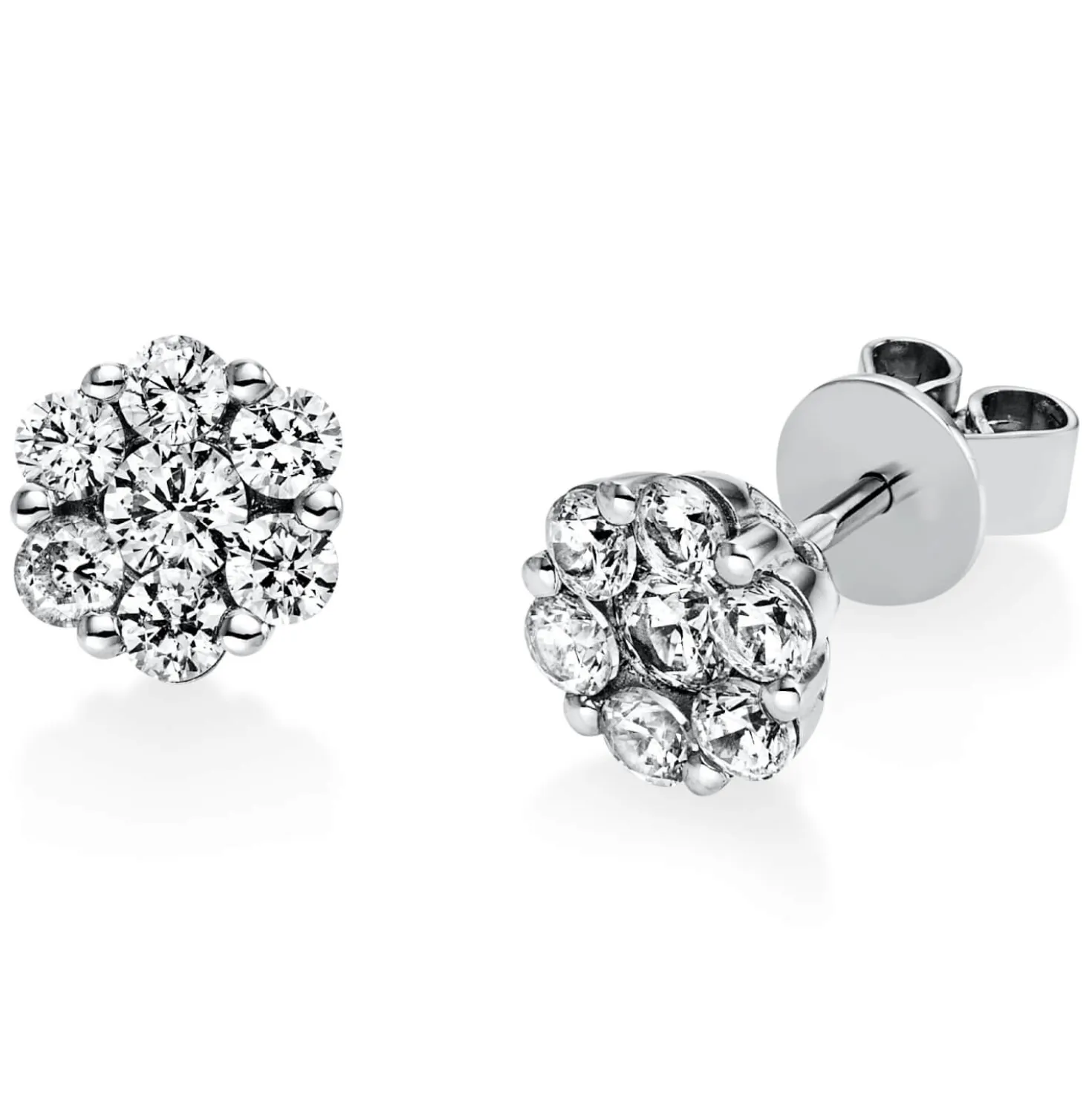 Ohrstecker aus 950 Platin 14 Diamanten 1,04ct TW-SI B:7,9mm