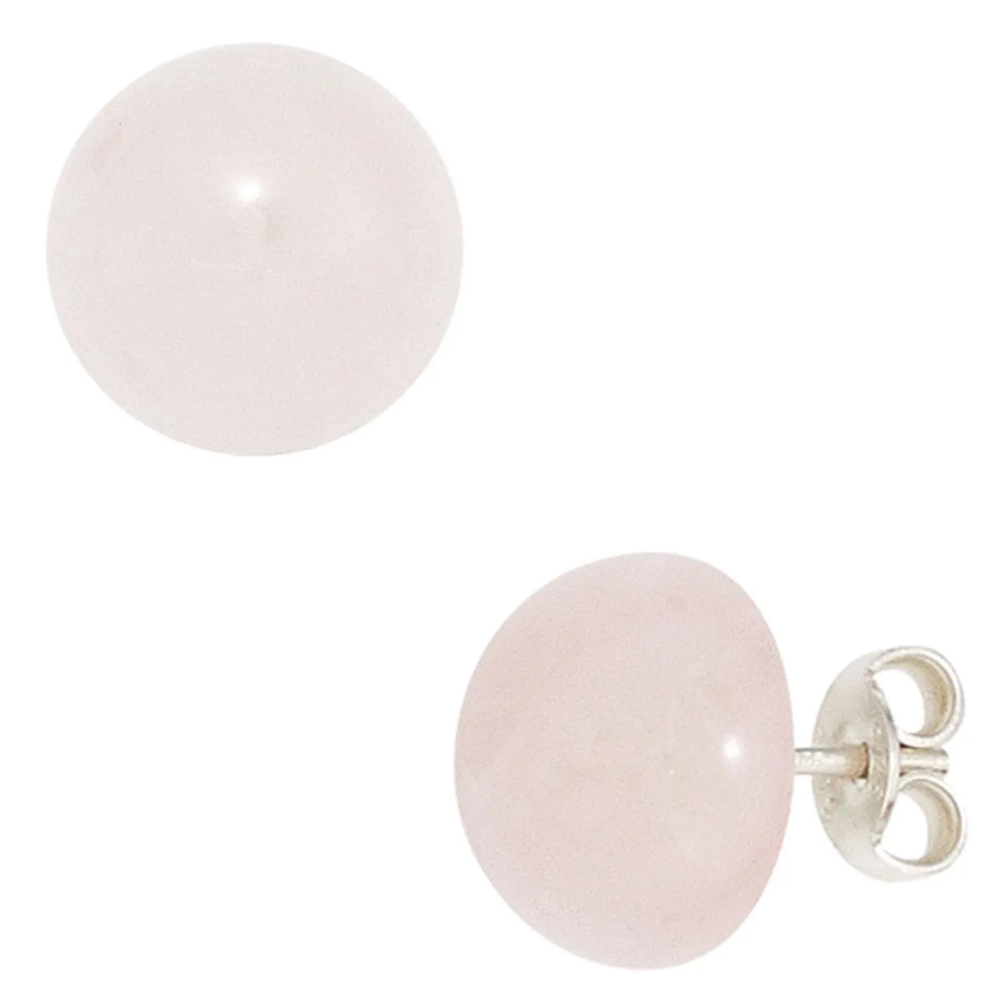 Ohrstecker aus Rosenquarz rosé 10mm 925 Silber Ohrschmuck Damen