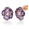 Ohrstecker aus 750 Rotgold 12 Amethyste 6,7ct lila 14 Brillanten 0,11ct TW-SI