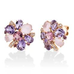 Ohrstecker aus 750 Rotgold 20 Turmaline 8,7ct pink 18 Brillanten 0,12ct TW-SI
