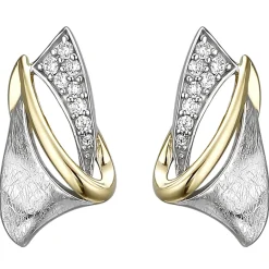 Ohrstecker aus 925 Silber bicolor vergoldet eismatt mit 16 Zirkonia Ohrschmuck