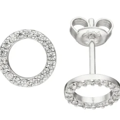Ohrstecker aus 925 Silber Kreise Ø7,7mm 36 Zirkonia rundum Ohrringe Ohrschmuck