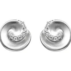 Ohrstecker aus 925 Silber mattiert mit 12 Zirkonia Ohrringe Ohrschmuck Damen