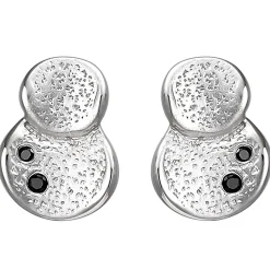 Ohrstecker aus 925 Silber mit Struktur 4 schwarze Zirkonia Ohrringe Ohrschmuck