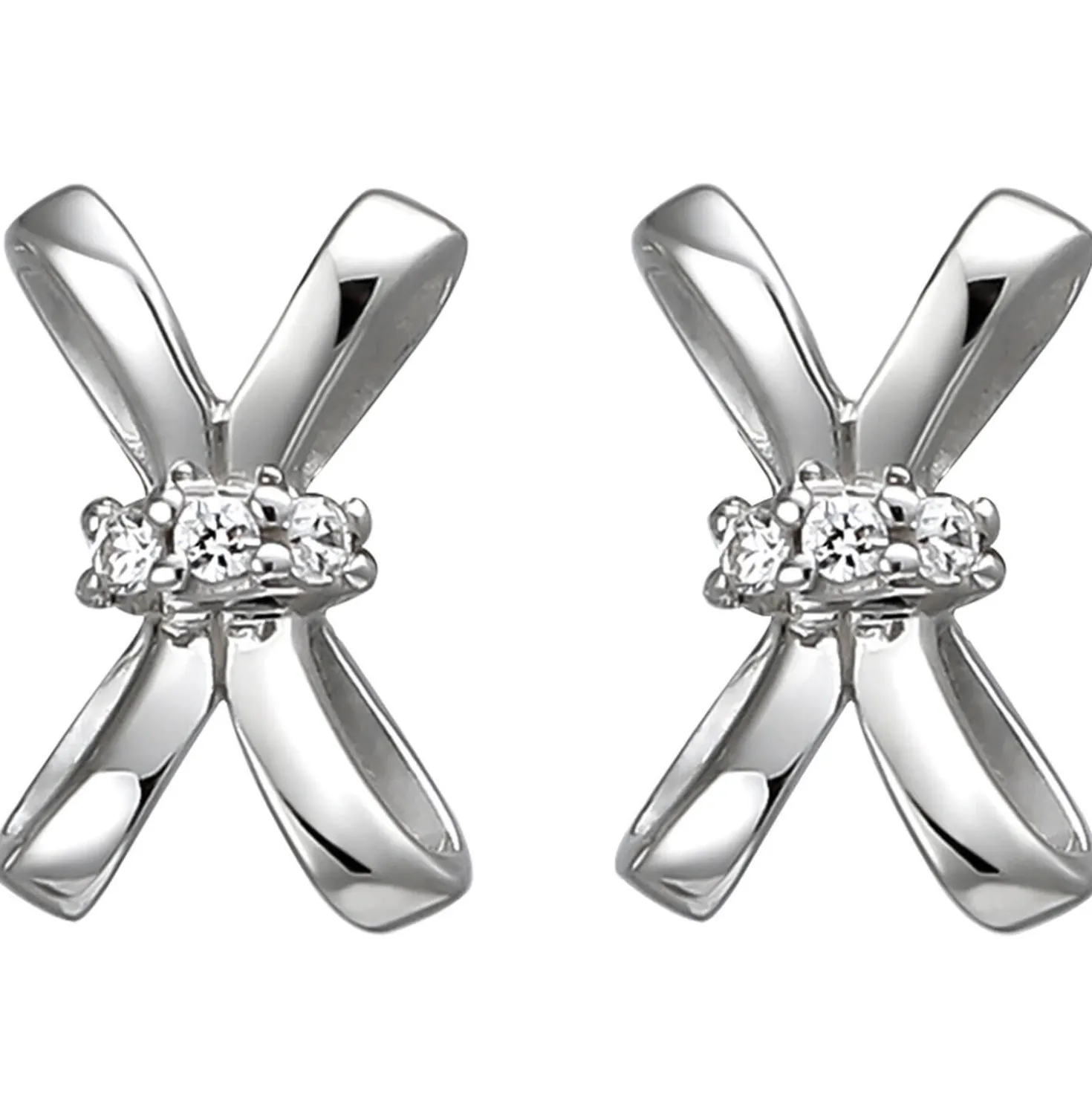 Ohrstecker aus 925 Silber mit 6 Zirkonia Ohrringe Ohrschmuck Damen