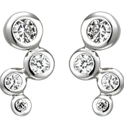 Ohrstecker aus 925 Silber mit 8 Zirkonia Ohrringe Ohrschmuck Zick-Zack