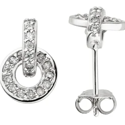 Ohrstecker aus 925 Silber rhodiniert mit 40 Zirkonia Ohrringe Ohrschmuck Damen